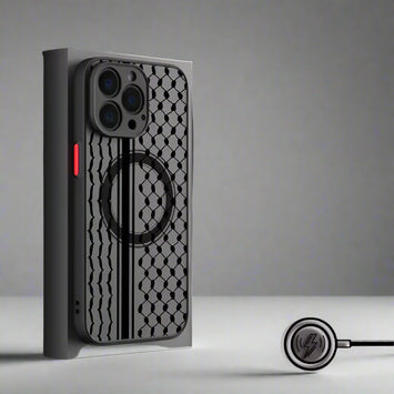 Phone case with MagSafe feature on a gray background