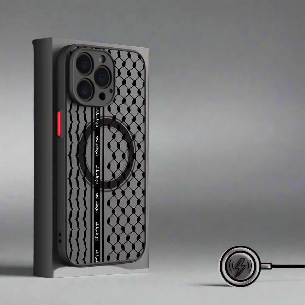 Phone case with MagSafe feature on a gray background