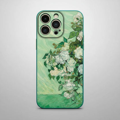 Phone case with floral design on a gray background
