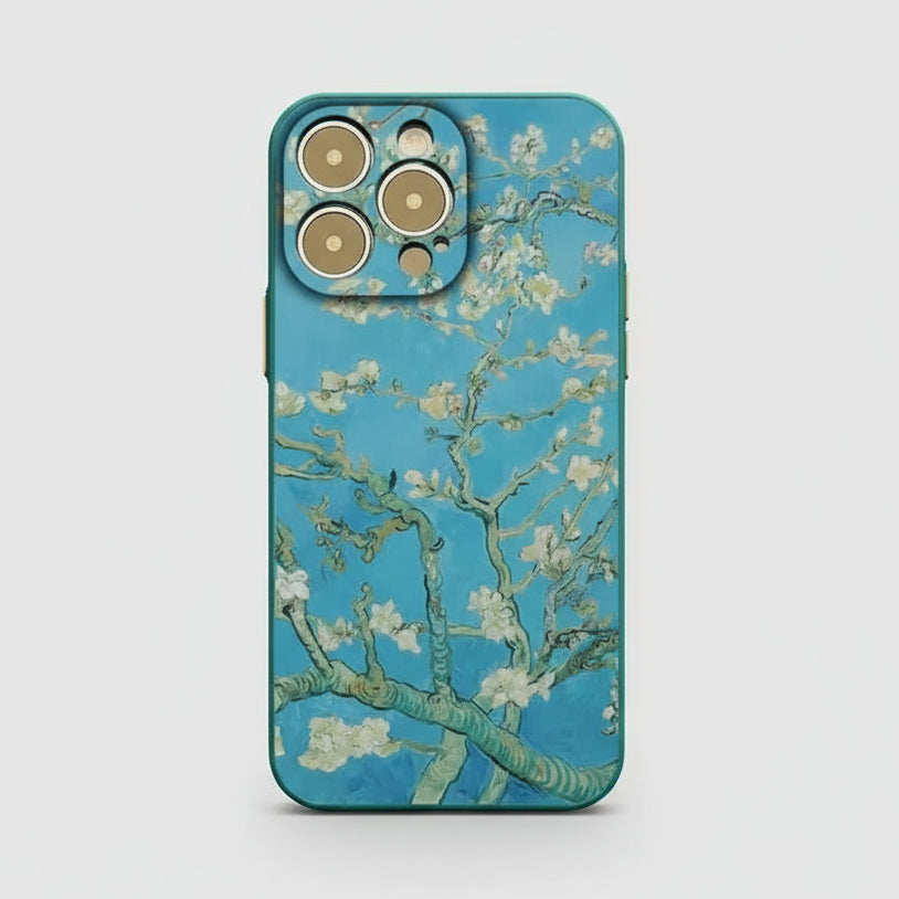 Phone case with floral design on a gray background